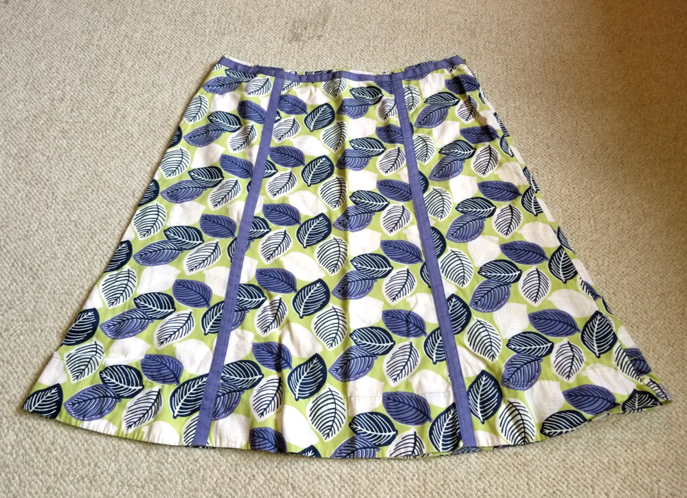 Womens Skirt-BODEN-green/blue/white leaf pattern 100% cotton lined preppy-8
